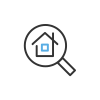 Icon of house under magnifying glass